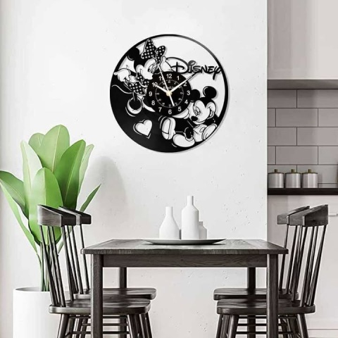 Zegar ścienny z płyty winylowej Myszka Miki