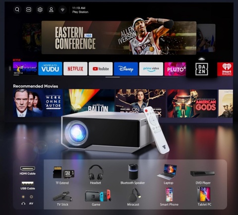 Projektor Wielio GC06 FULL HD WIFI BLUETOOTH 1500 LUMEN OBSŁUGA 4K