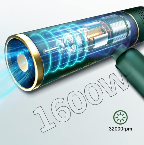 Składana SUSZARKA DO WŁOSÓW dyfuzor 1600W podróżna stylowa etui Zielona